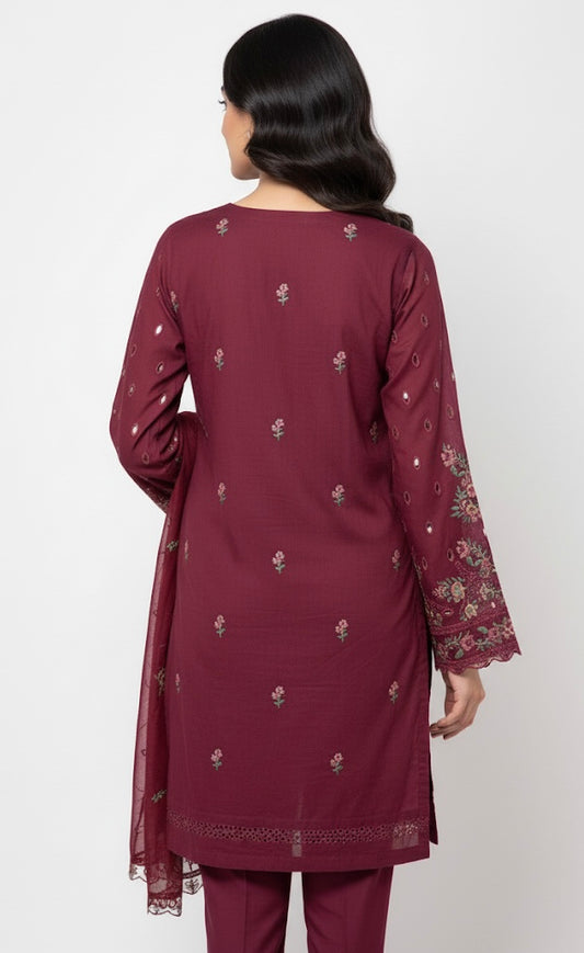 DHANAK MAROON 3PC UNSTITCHED DH-06