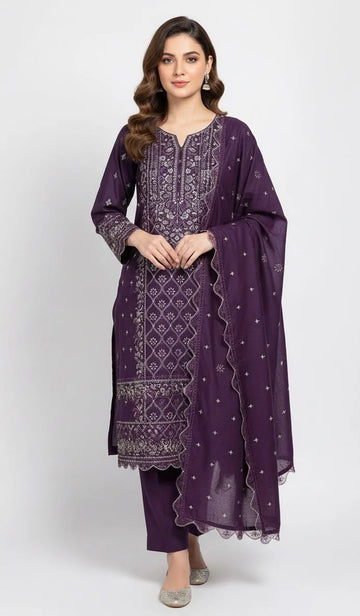 DHANAK PURPLE 3PC UNSTITCHED DH-06 PRP