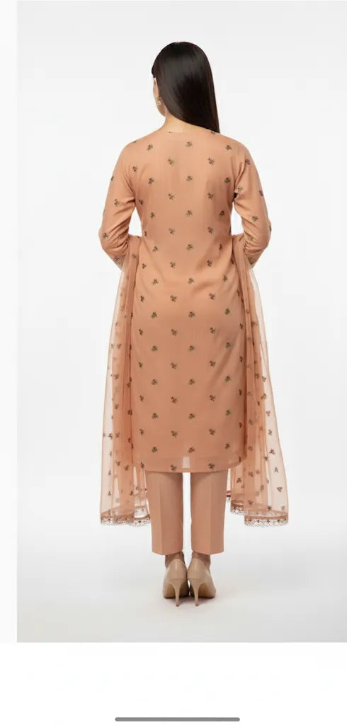 DHANAK PEACH 3PC UNSTITCHED DH-02 PH