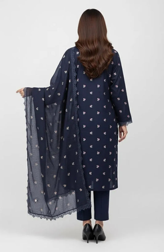 DHANAK NAVY BLUE 3PC UNSTITCHED DH-05 NB